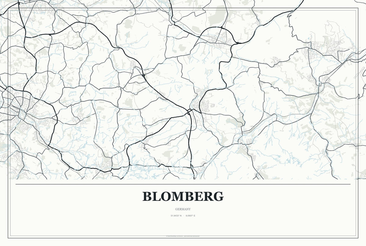 Blomberg, Germany City Map Aluminum Sign in Gallery Air style