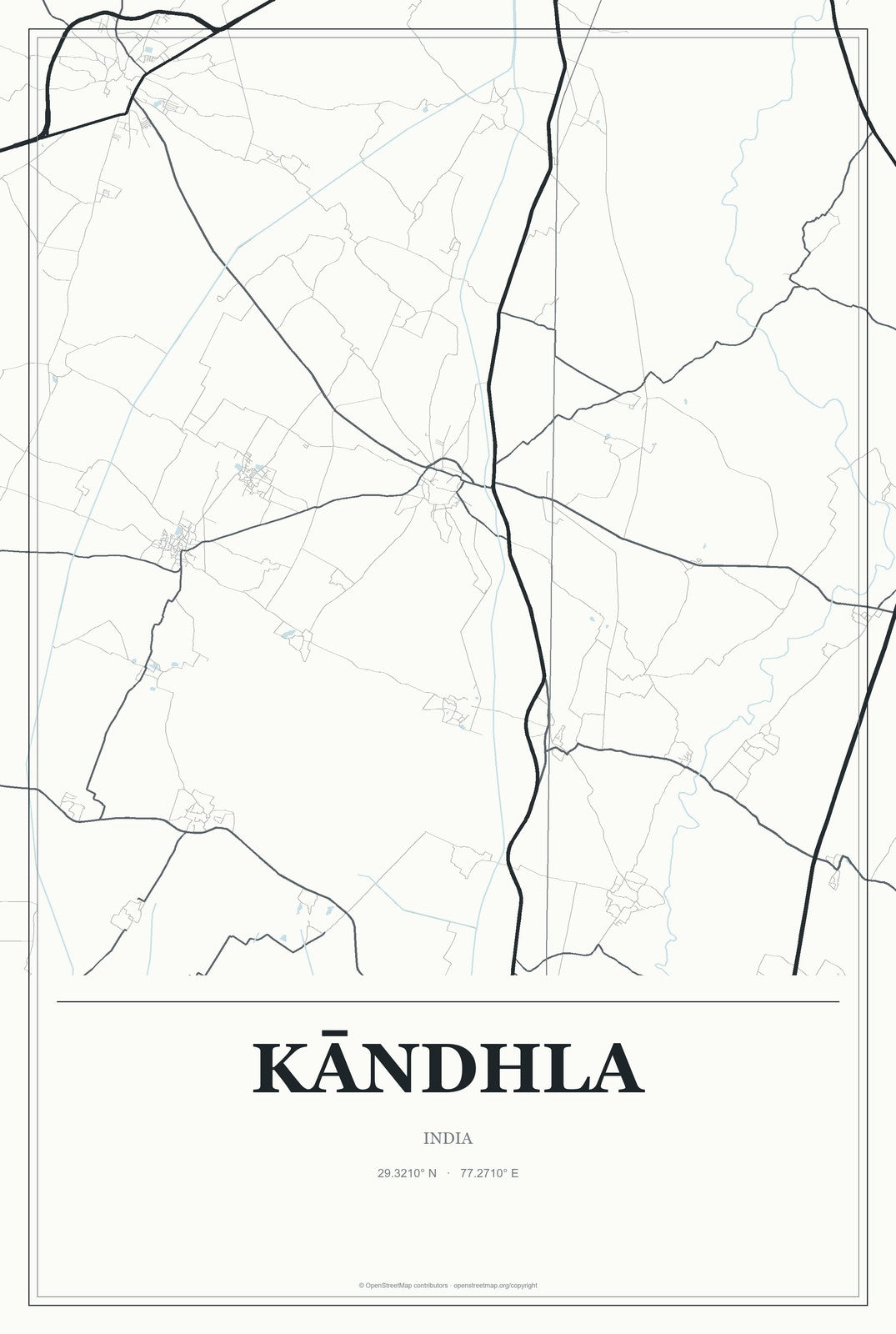 Kāndhla, India City Map Aluminum Sign in Gallery Air style