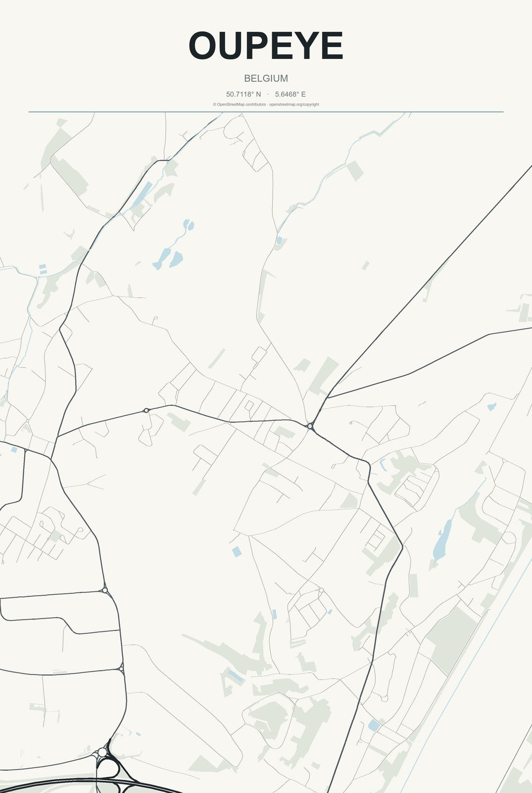 Oupeye, Belgium City Map Aluminum Sign in Headline Atlas style