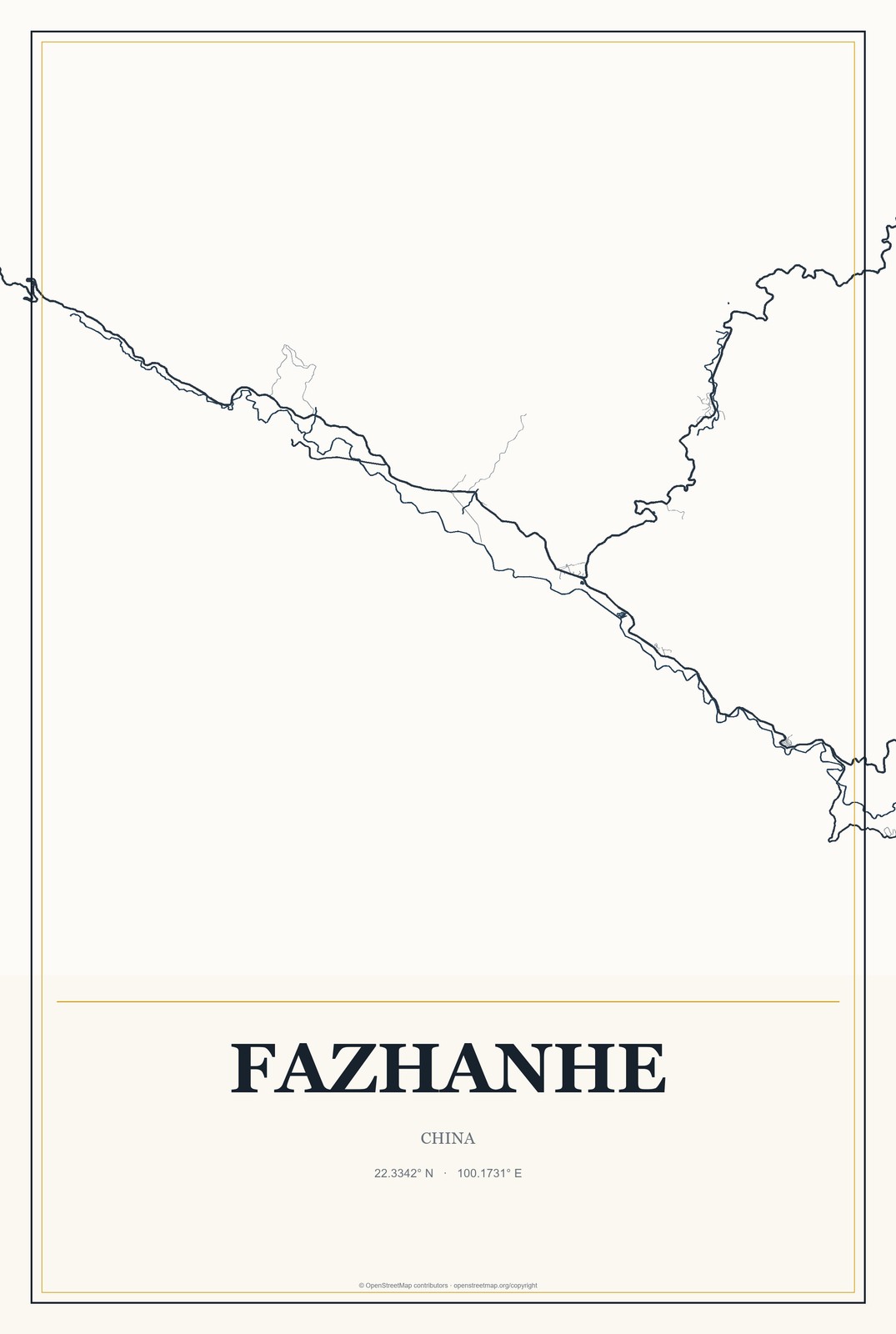 Fazhanhe, China City Map Aluminum Sign in Citrine Modern style