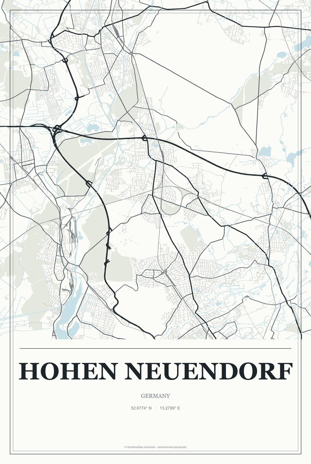 Hohen Neuendorf, Germany City Map Aluminum Sign in Gallery Air style
