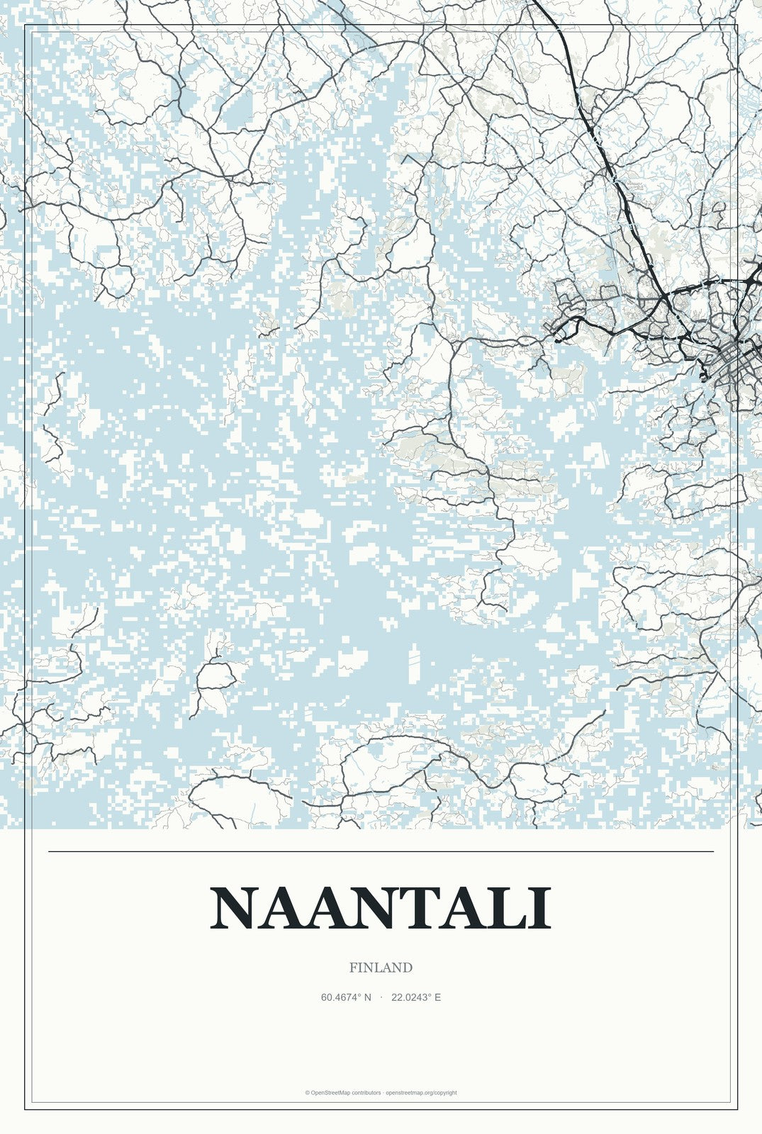 Naantali, Finland City Map Aluminum Sign in Gallery Air style