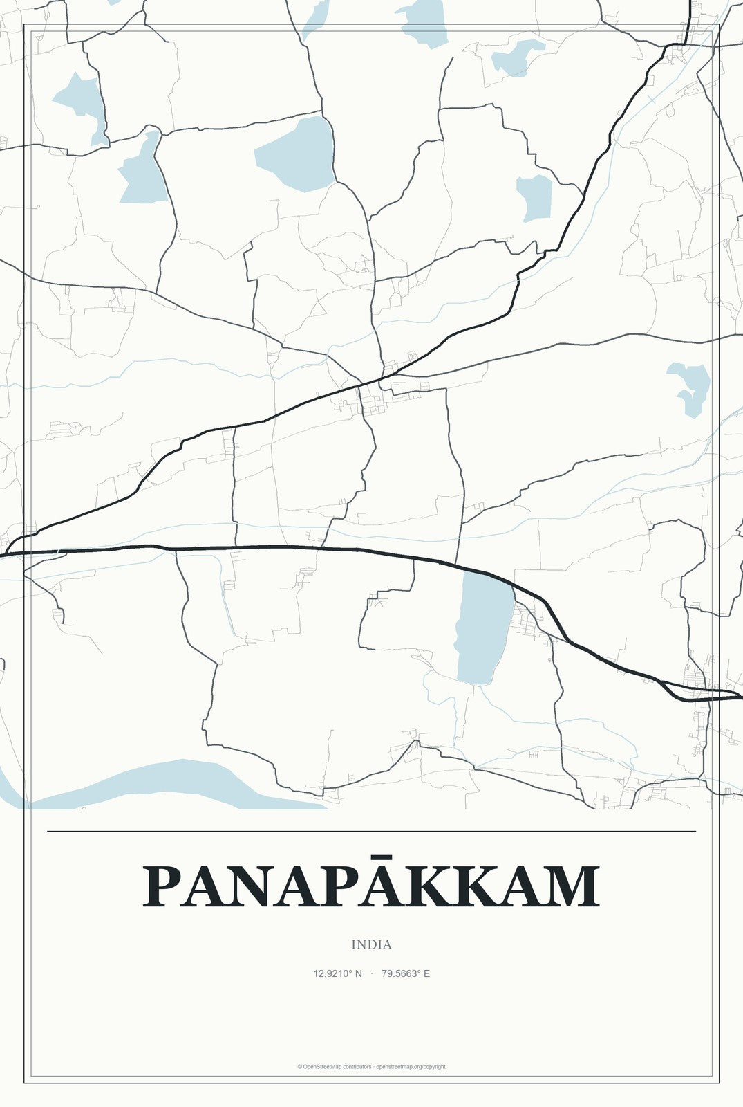Panapākkam, India City Map Aluminum Sign in Gallery Air style