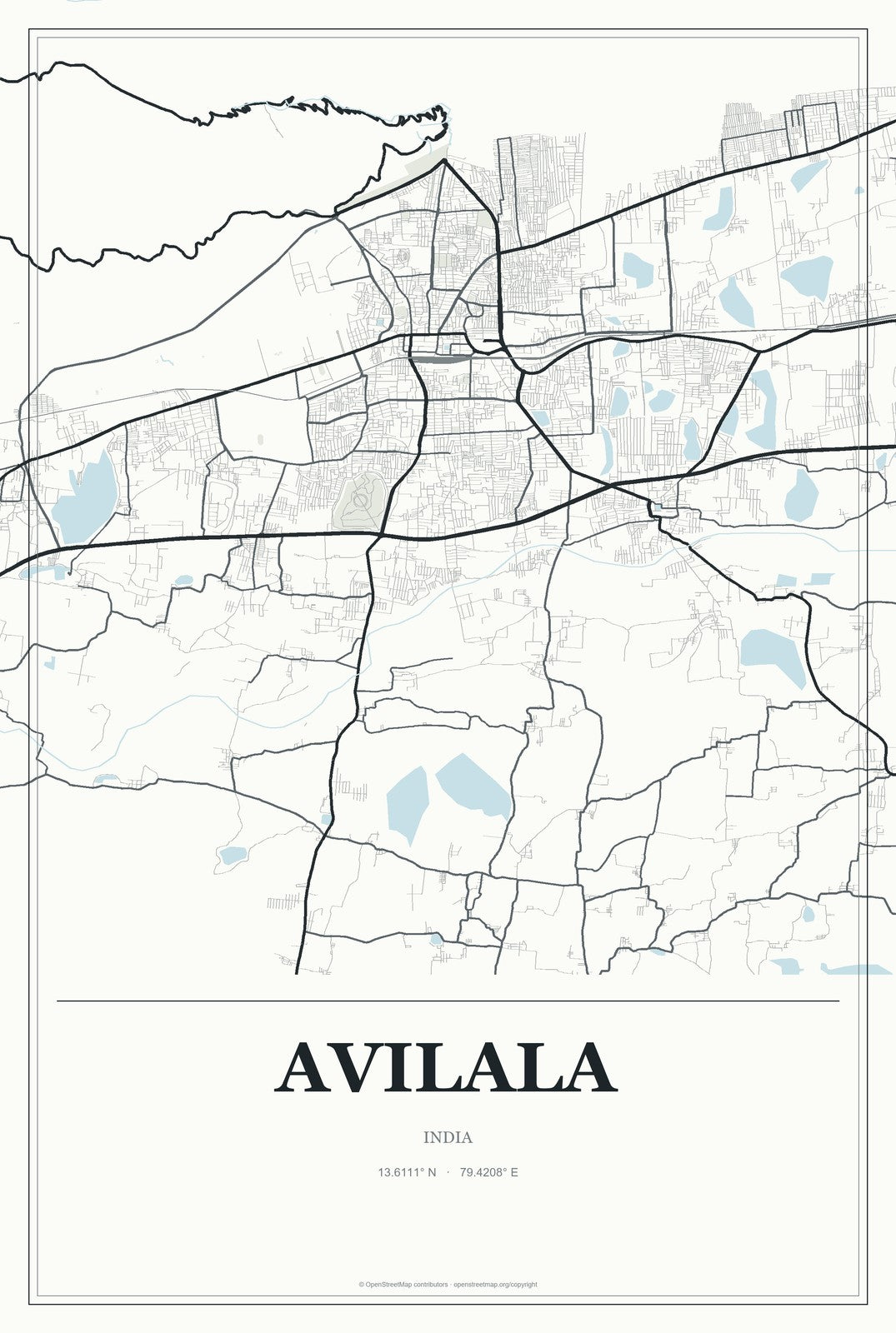Avilala, India City Map Aluminum Sign in Gallery Air style