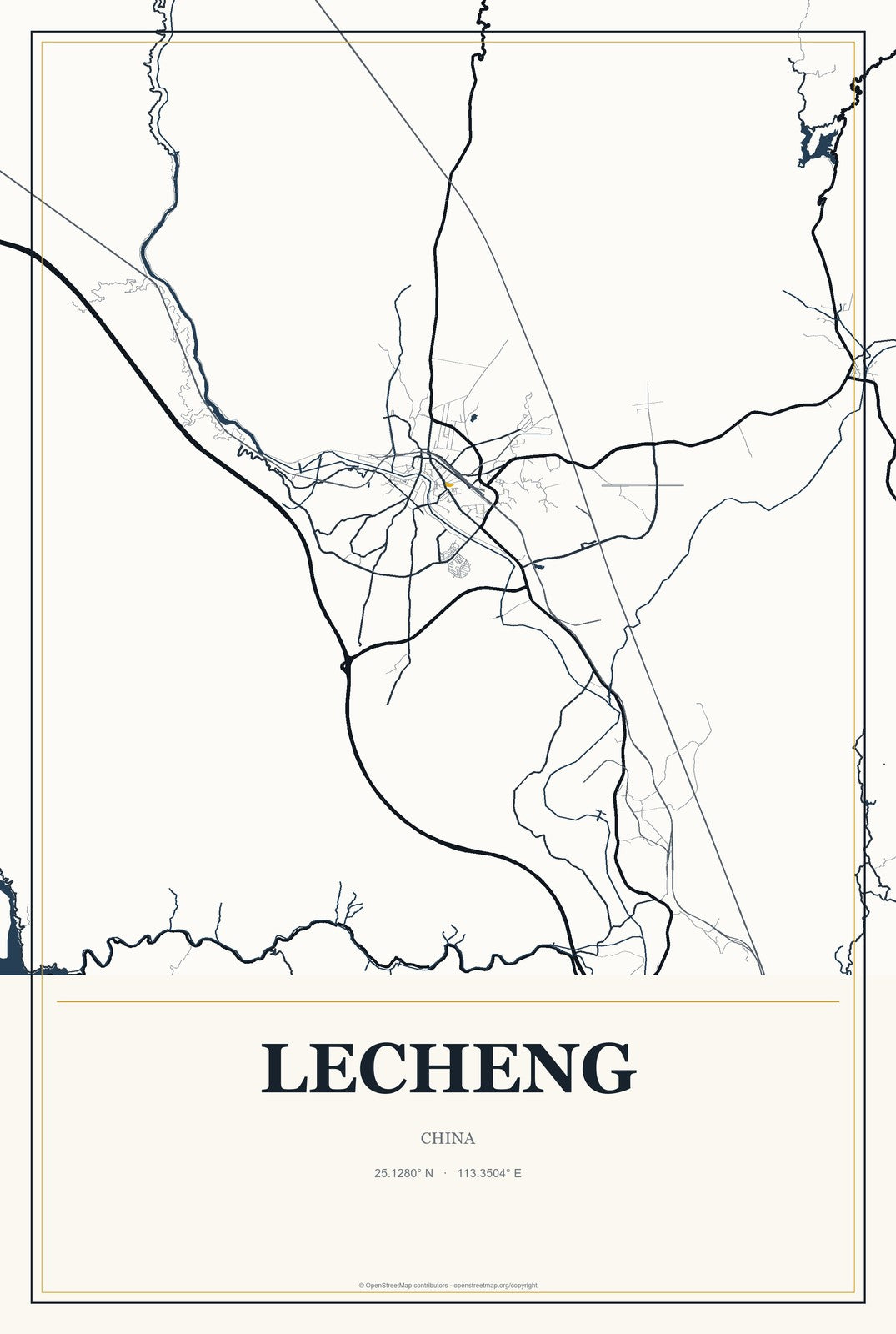 Lecheng, China City Map Aluminum Sign in Citrine Modern style
