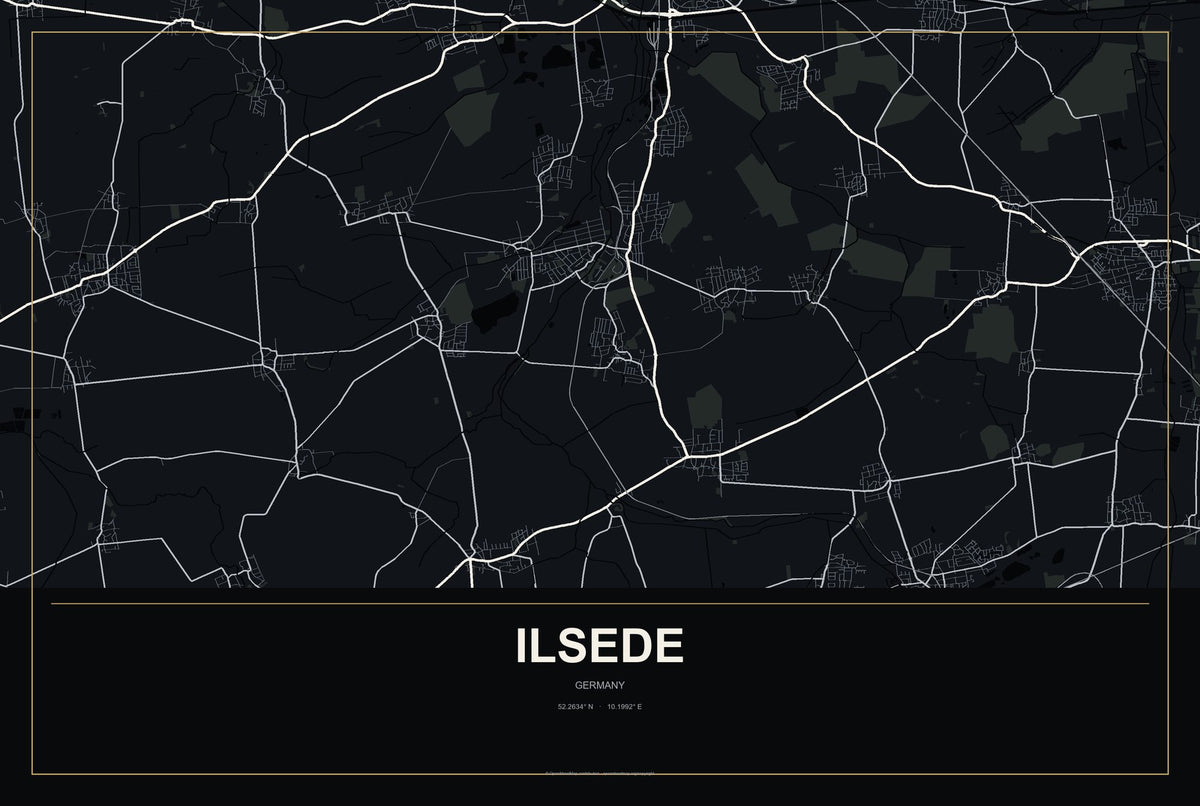 Ilsede, Germany City Map Aluminum Sign in Metropolitan Noir style