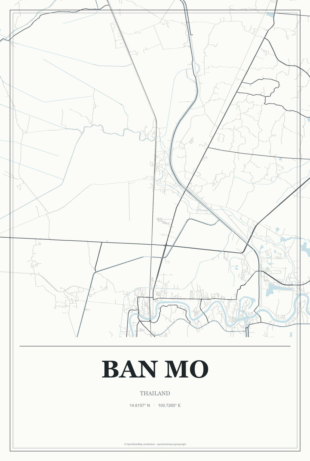 Ban Mo, Thailand City Map Aluminum Sign in Gallery Air style