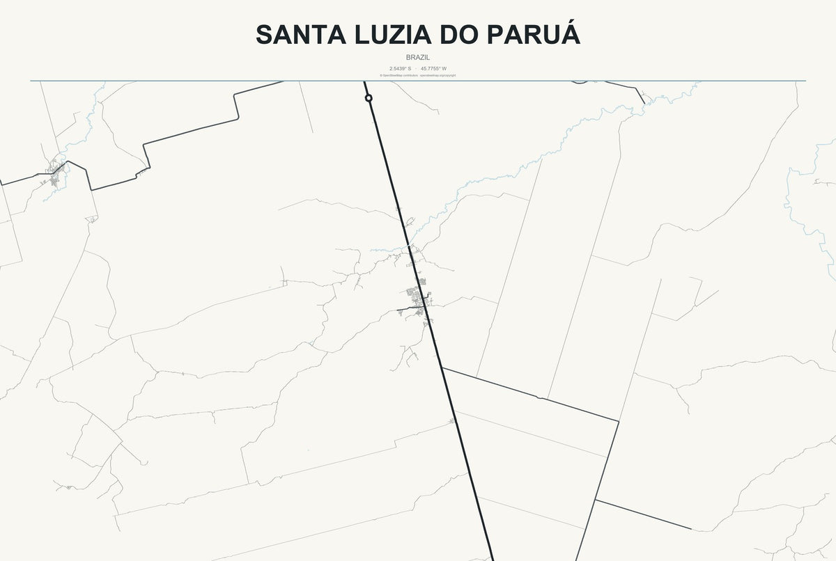 Santa Luzia do Paruá, Brazil City Map Aluminum Sign in Headline Atlas style