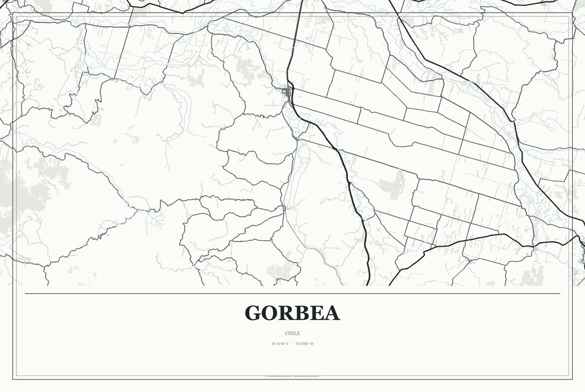 Gorbea, Chile City Map Aluminum Sign in Gallery Air style
