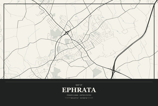 Ephrata, Pennsylvania City Map Aluminum Sign in Museum Plaque style