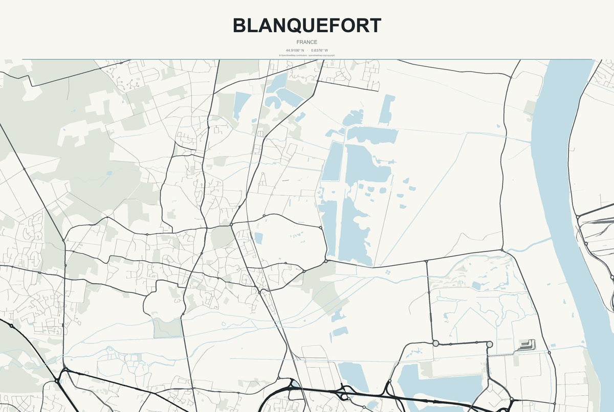 Blanquefort, France City Map Aluminum Sign in Headline Atlas style