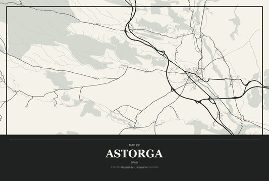 Astorga, Spain City Map Aluminum Sign in Museum Plaque style