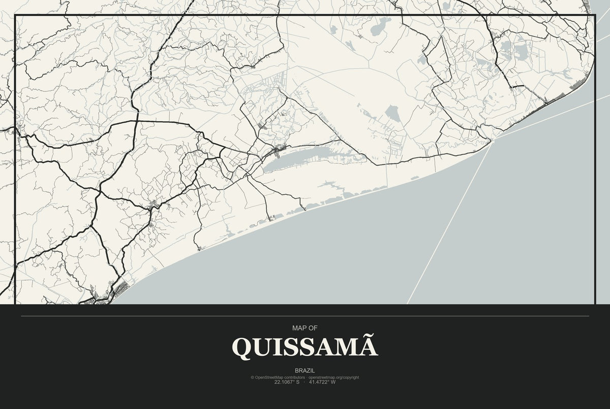 Quissamã, Brazil City Map Aluminum Sign in Museum Plaque style