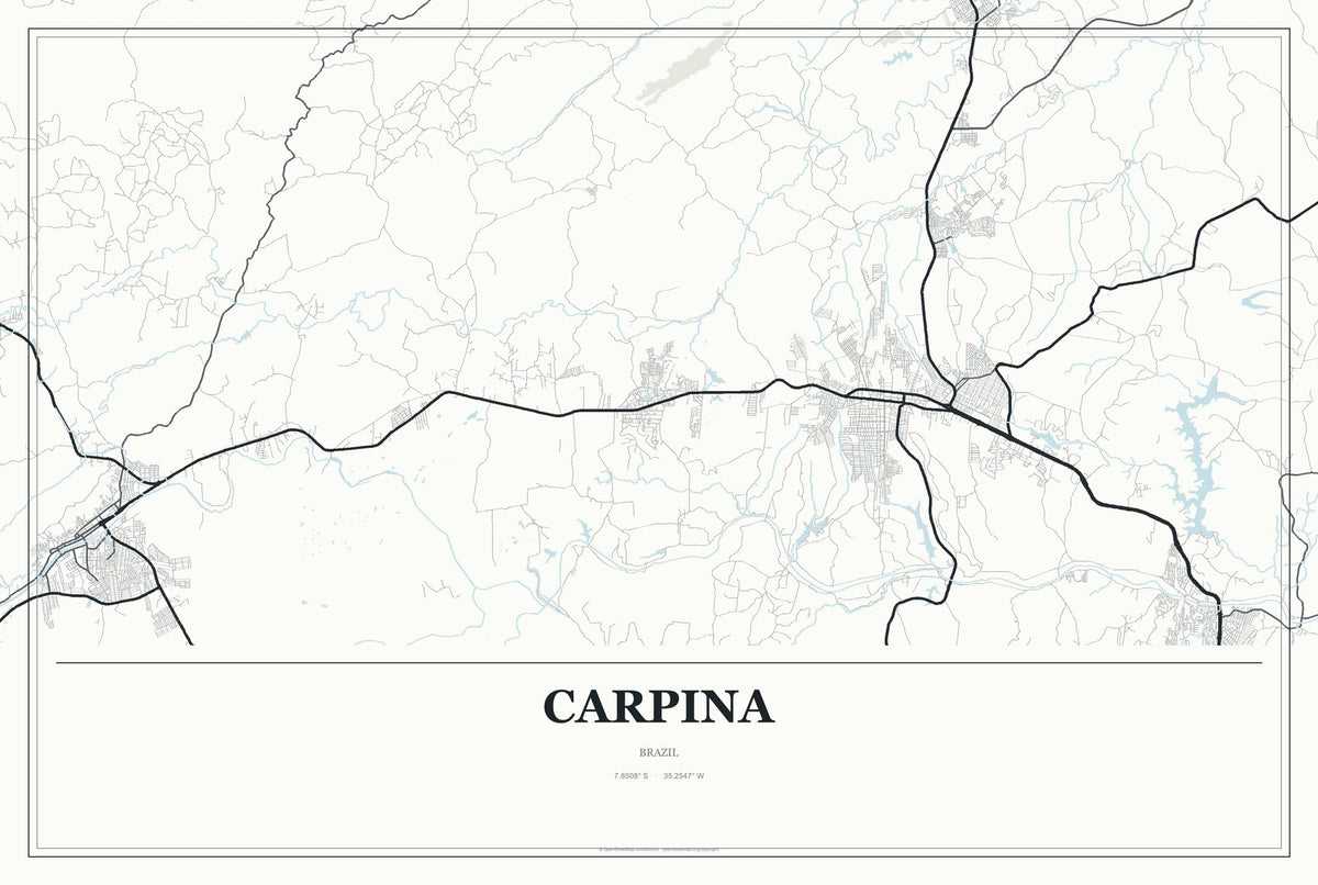 Carpina, Brazil City Map Aluminum Sign in Gallery Air style
