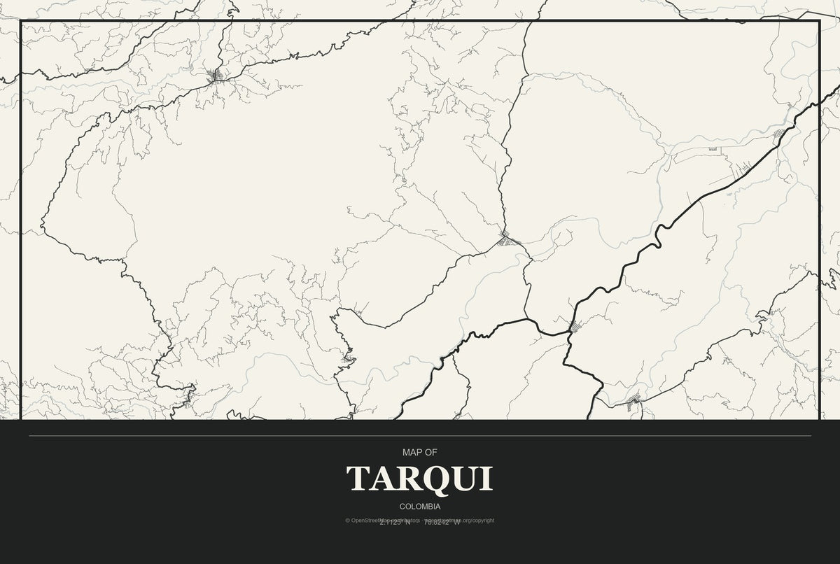 Tarqui, Colombia City Map Aluminum Sign in Museum Plaque style