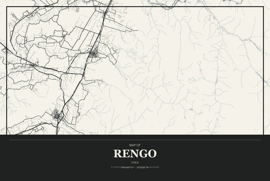 Rengo, Chile City Map Aluminum Sign in Museum Plaque style