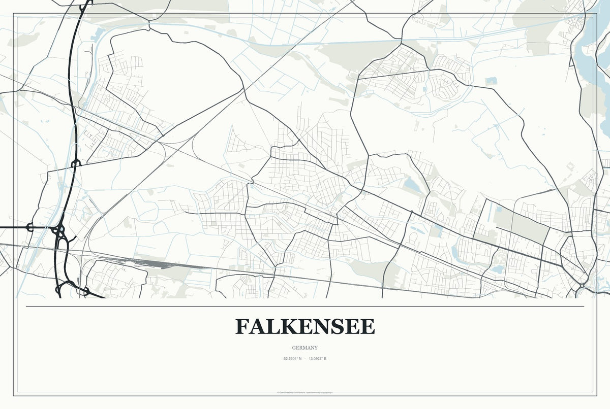 Falkensee, Germany City Map Aluminum Sign in Gallery Air style