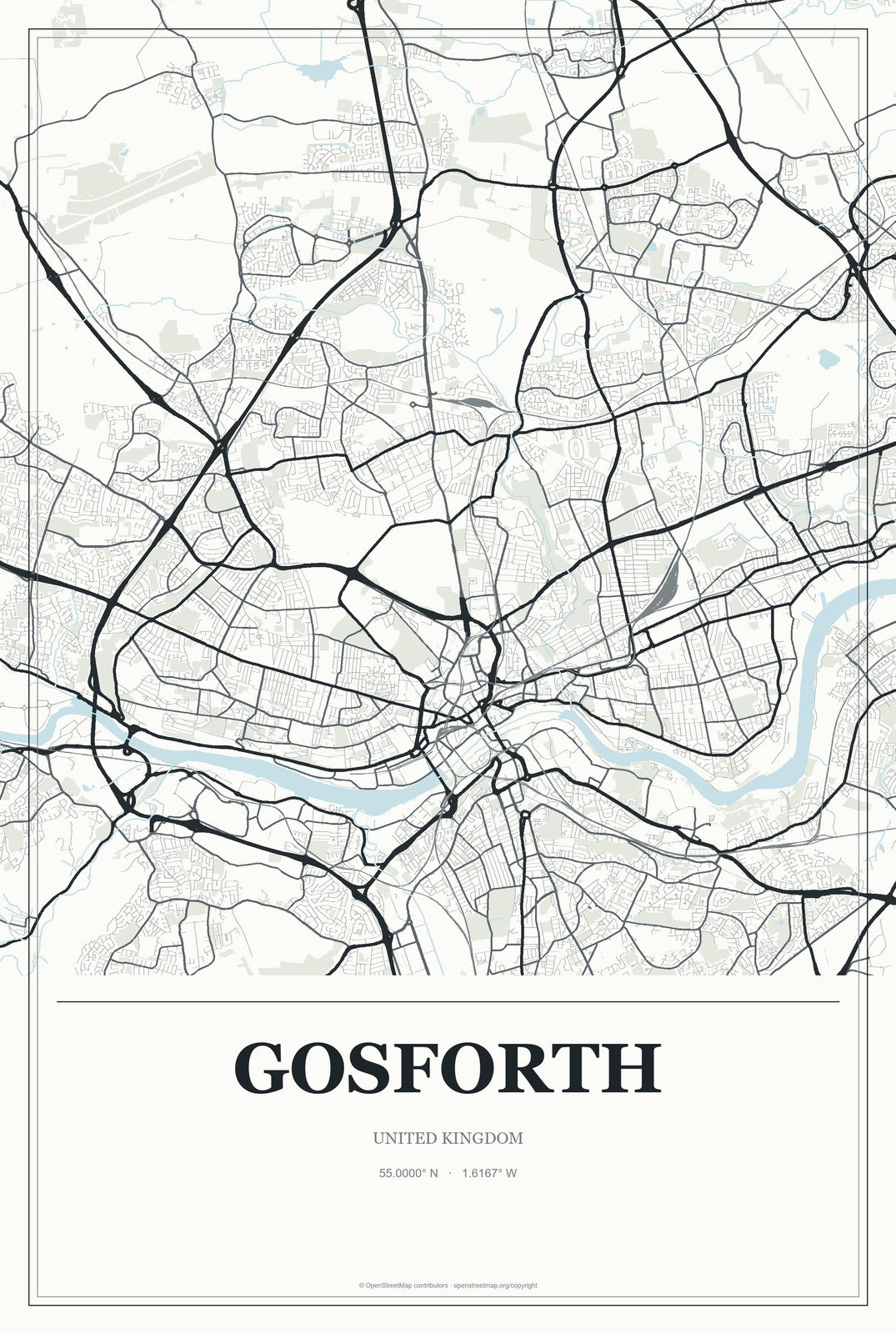 Gosforth, United Kingdom City Map Aluminum Sign in Gallery Air style