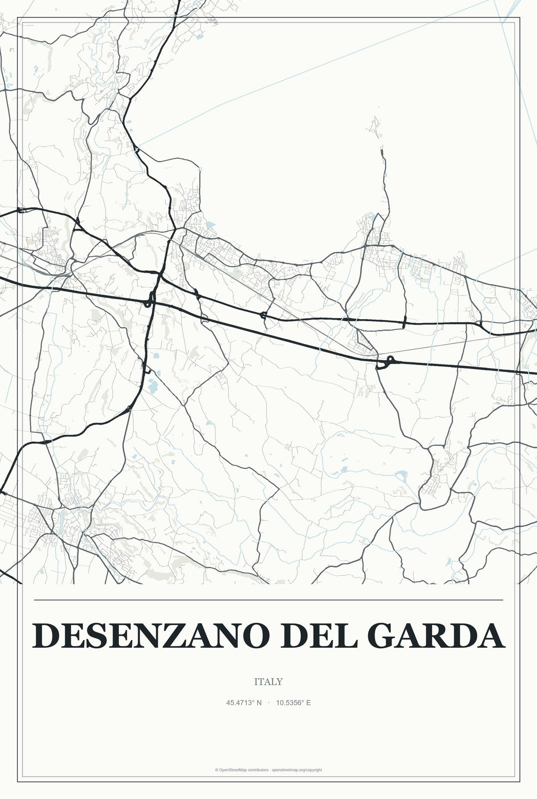 Desenzano del Garda, Italy City Map Aluminum Sign in Gallery Air style