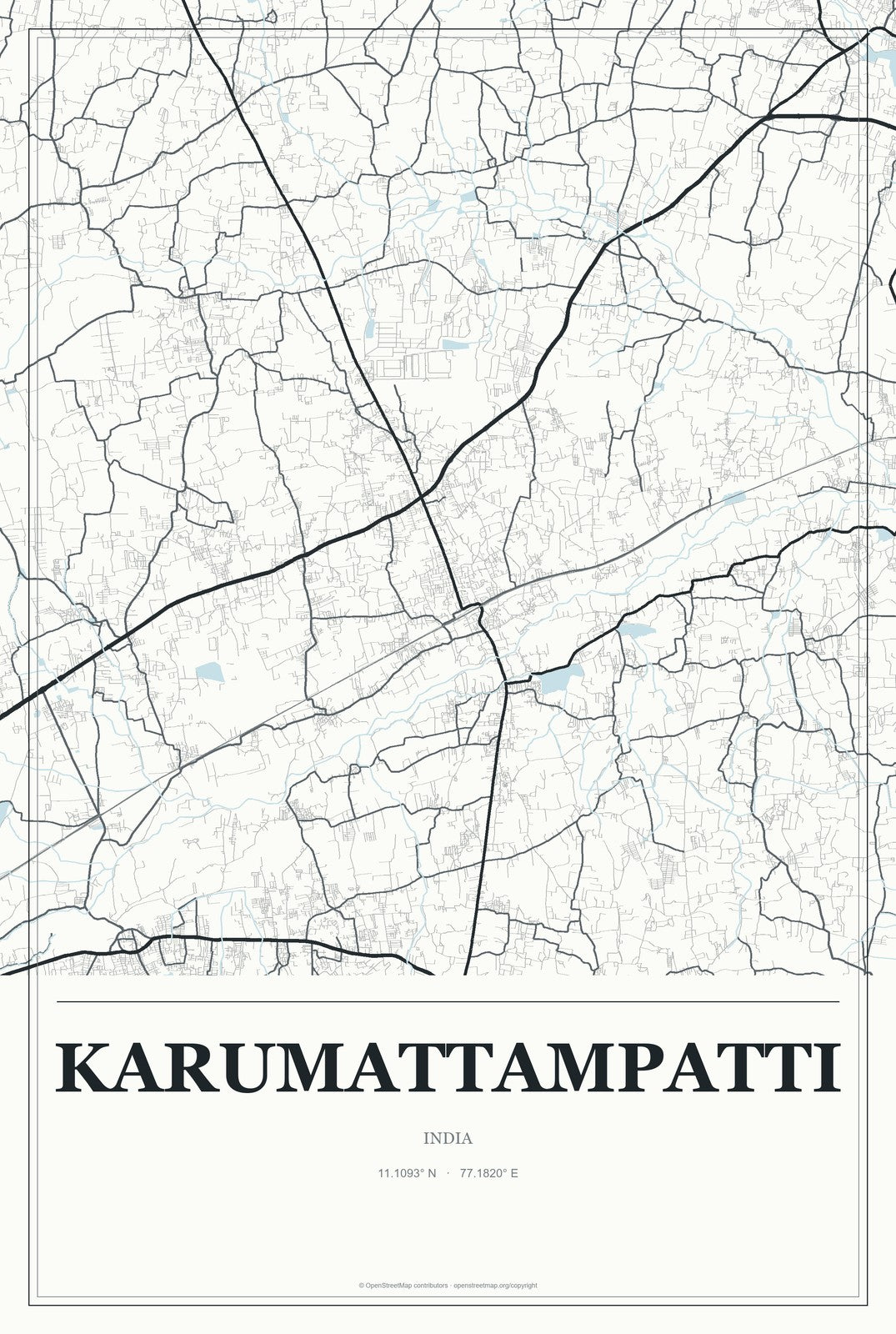 Karumattampatti, India City Map Aluminum Sign in Gallery Air style