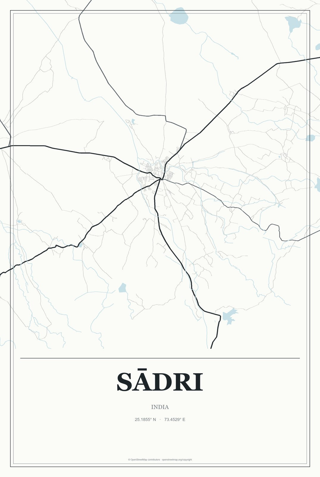 Sādri, India City Map Aluminum Sign in Gallery Air style