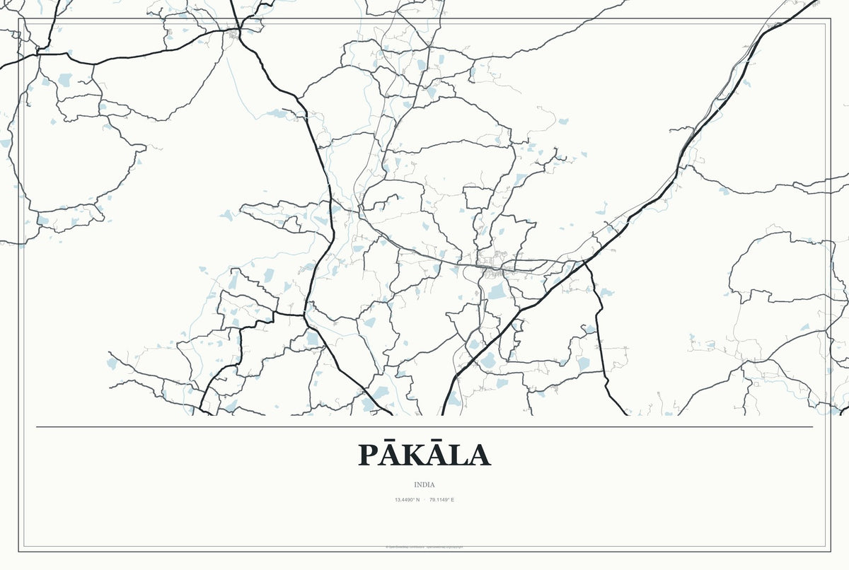 Pākāla, India City Map Aluminum Sign in Gallery Air style