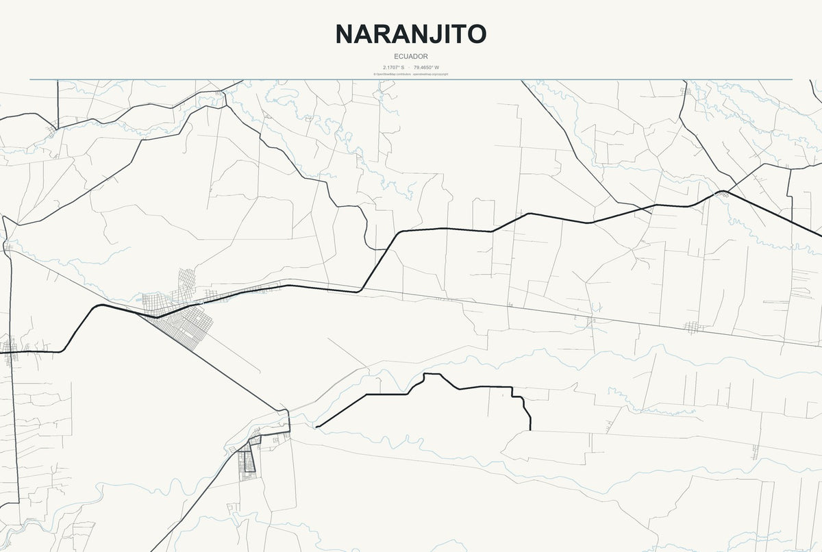 Naranjito, Ecuador City Map Aluminum Sign in Headline Atlas style