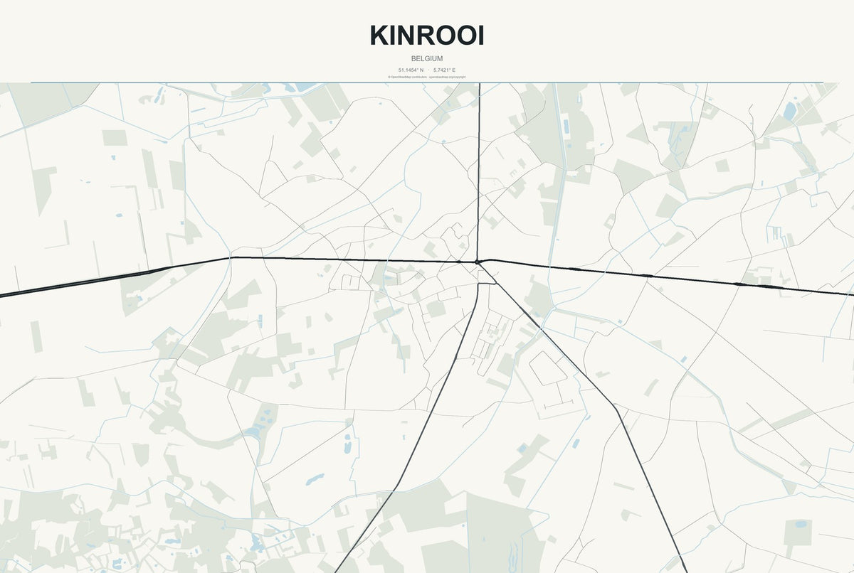 Kinrooi, Belgium City Map Aluminum Sign in Headline Atlas style