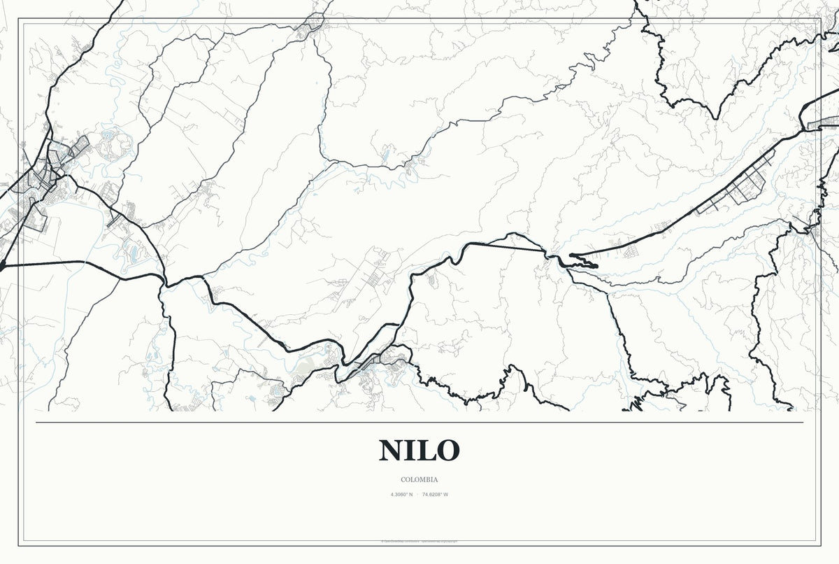 Nilo, Colombia City Map Aluminum Sign in Gallery Air style