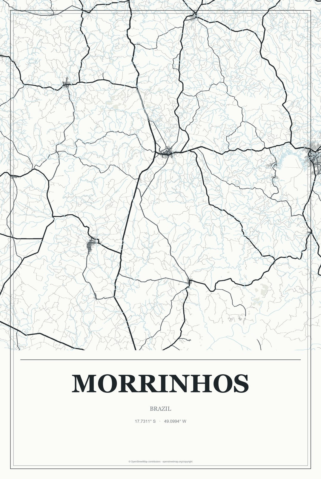 Morrinhos, Goiás, Brazil City Map Aluminum Sign in Gallery Air style