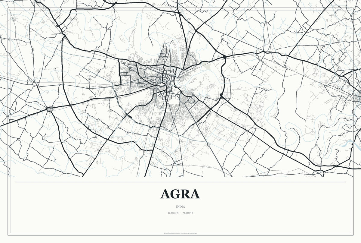 Agra, India City Map Aluminum Sign in Gallery Air style