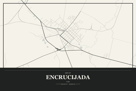 Encrucijada, Cuba City Map Aluminum Sign in Museum Plaque style
