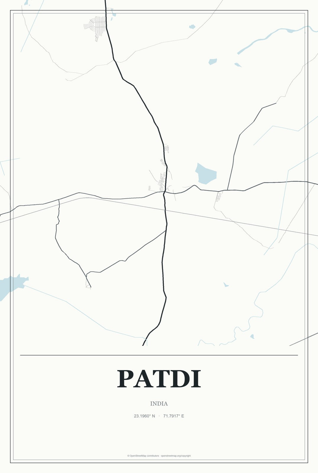 Patdi, India City Map Aluminum Sign in Gallery Air style