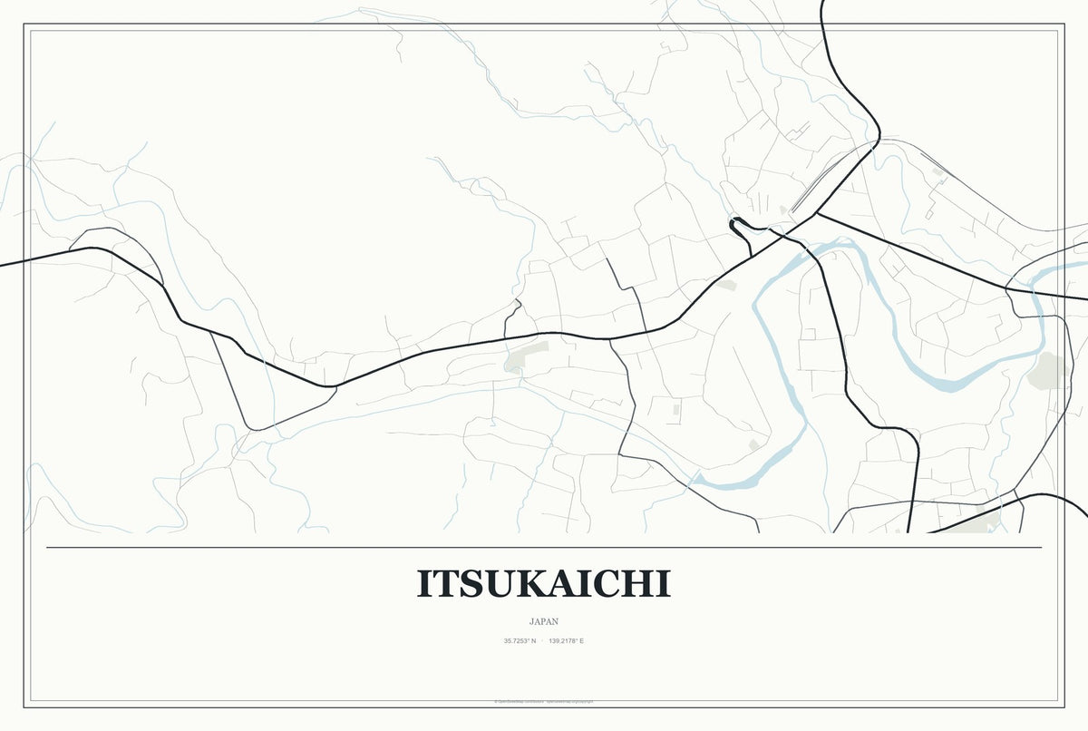 Itsukaichi, Japan City Map Aluminum Sign in Gallery Air style