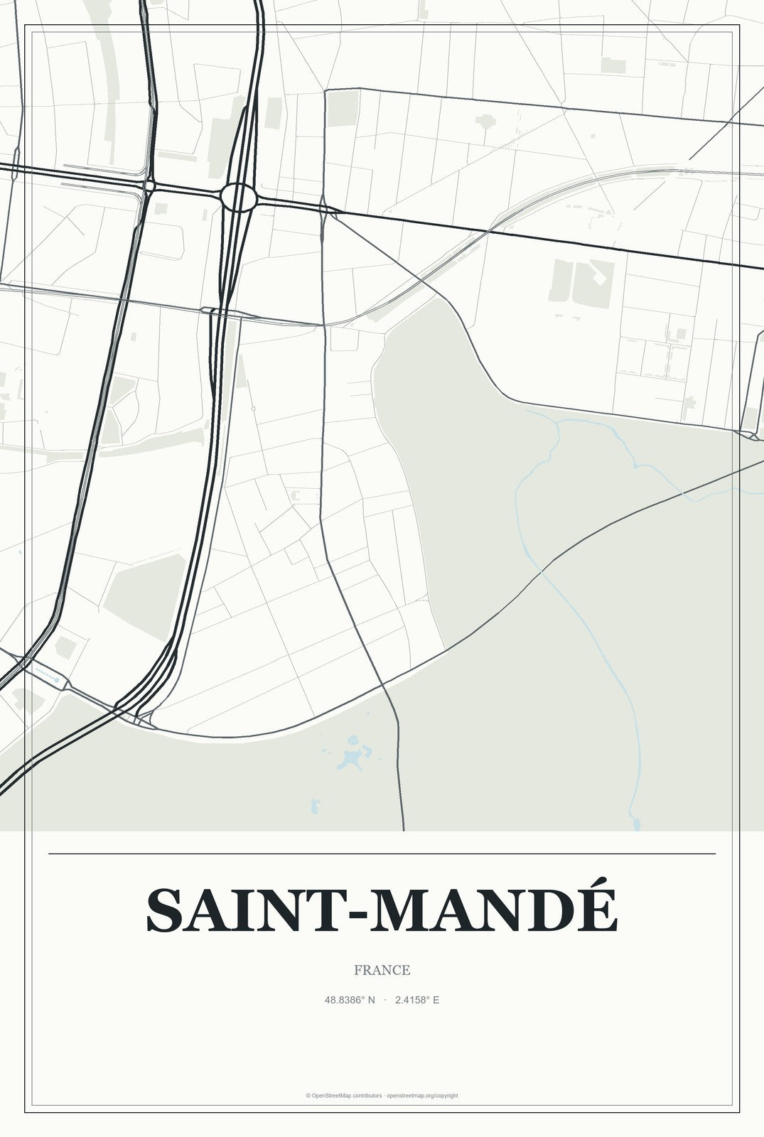 Saint-Mandé, France City Map Aluminum Sign in Gallery Air style