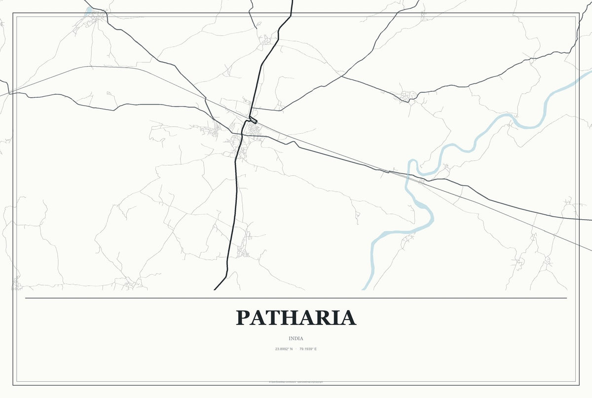 Patharia, India City Map Aluminum Sign in Gallery Air style