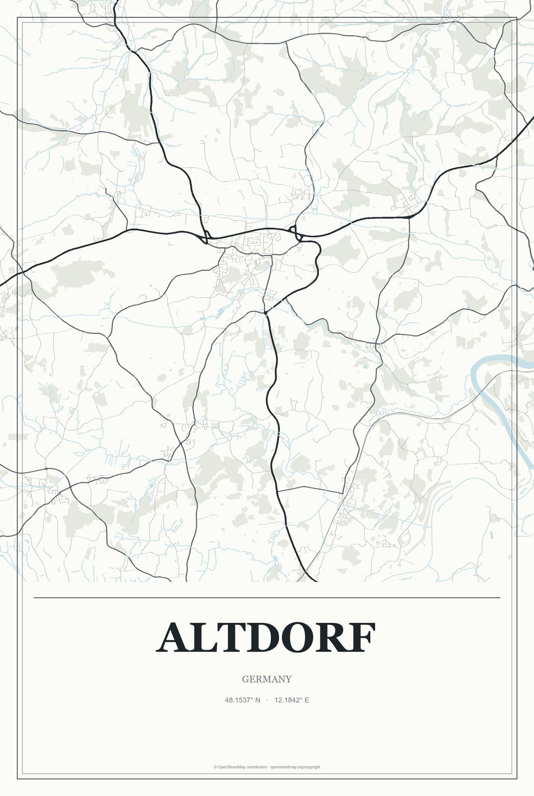 Altdorf, Germany City Map Aluminum Sign in Gallery Air style