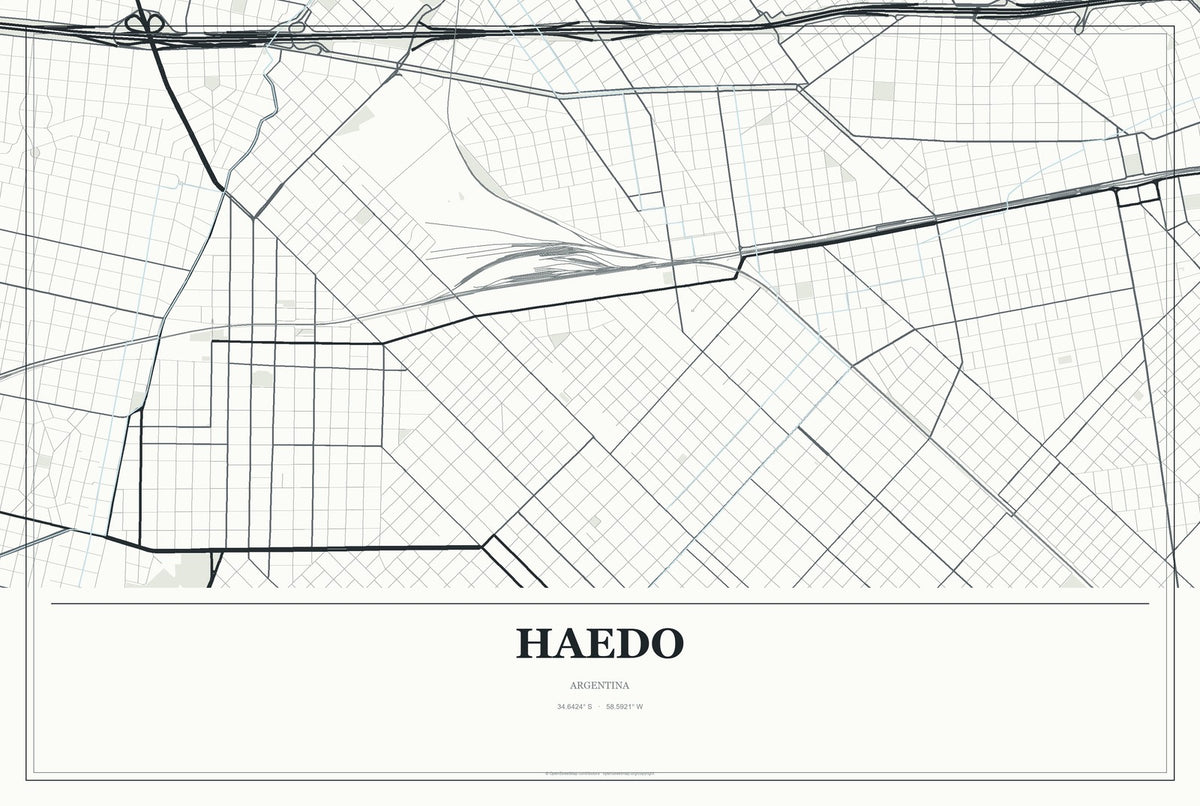 Haedo, Argentina City Map Aluminum Sign in Gallery Air style