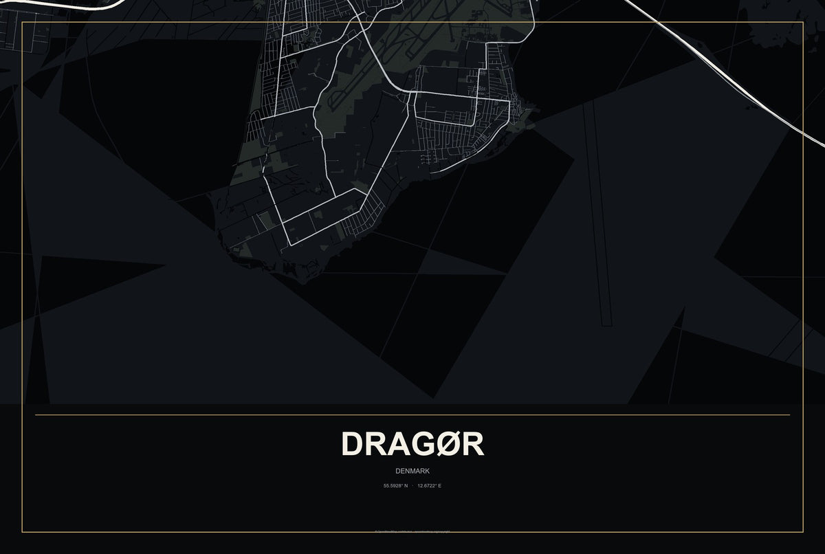 Dragør, Denmark City Map Aluminum Sign in Metropolitan Noir style