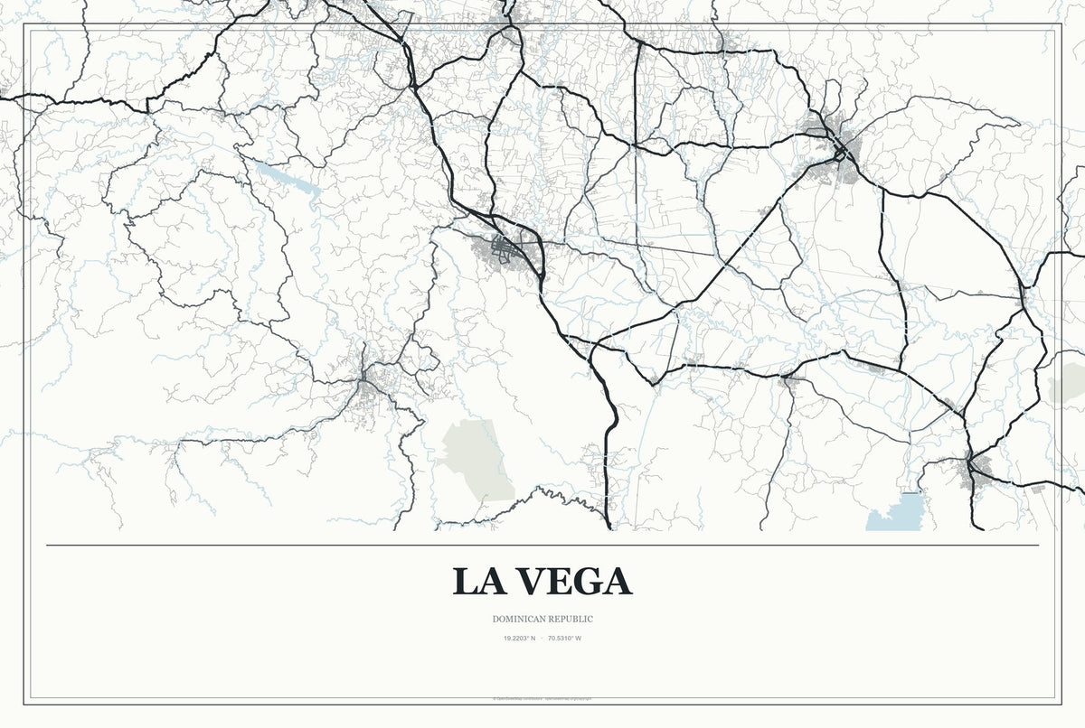 La Vega, Dominican Republic City Map Aluminum Sign in Gallery Air style