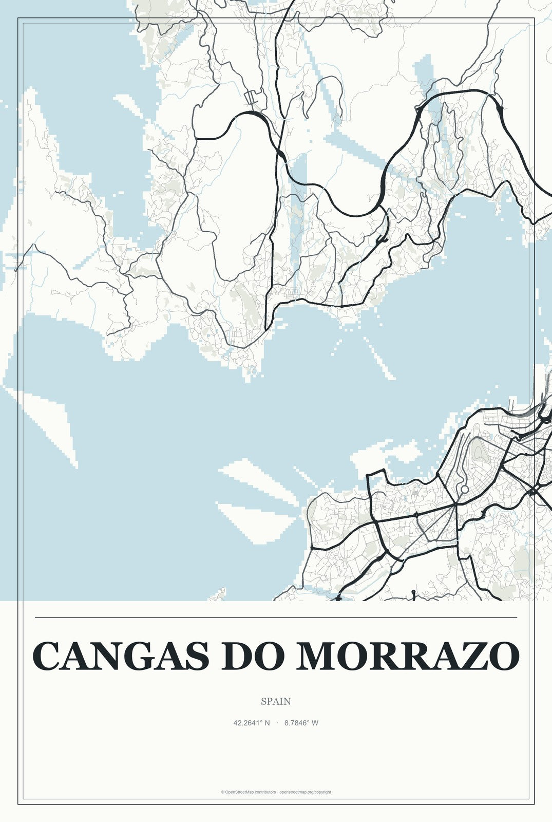 Cangas do Morrazo, Spain City Map Aluminum Sign in Gallery Air style