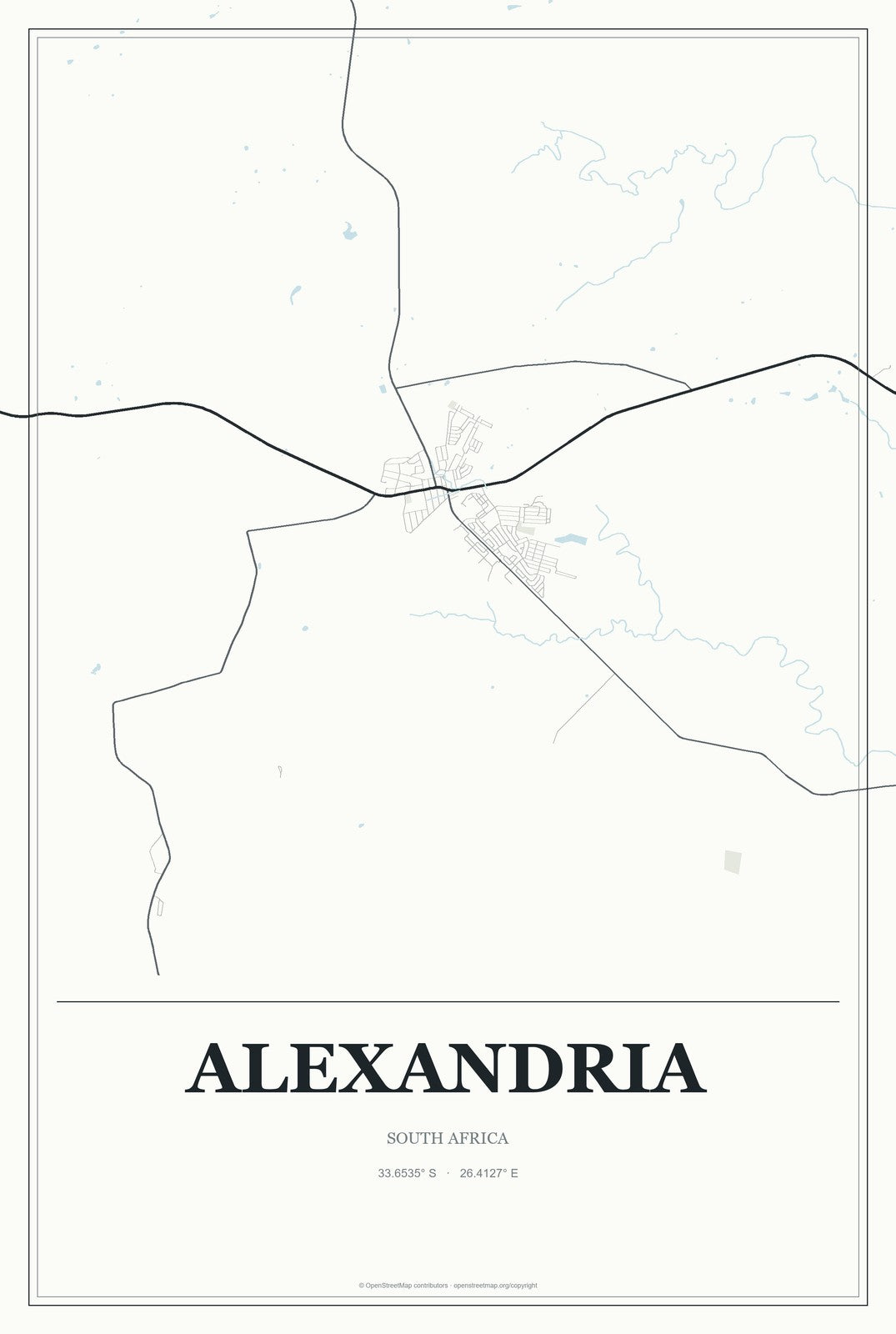 Alexandria, South Africa City Map Aluminum Sign in Gallery Air style