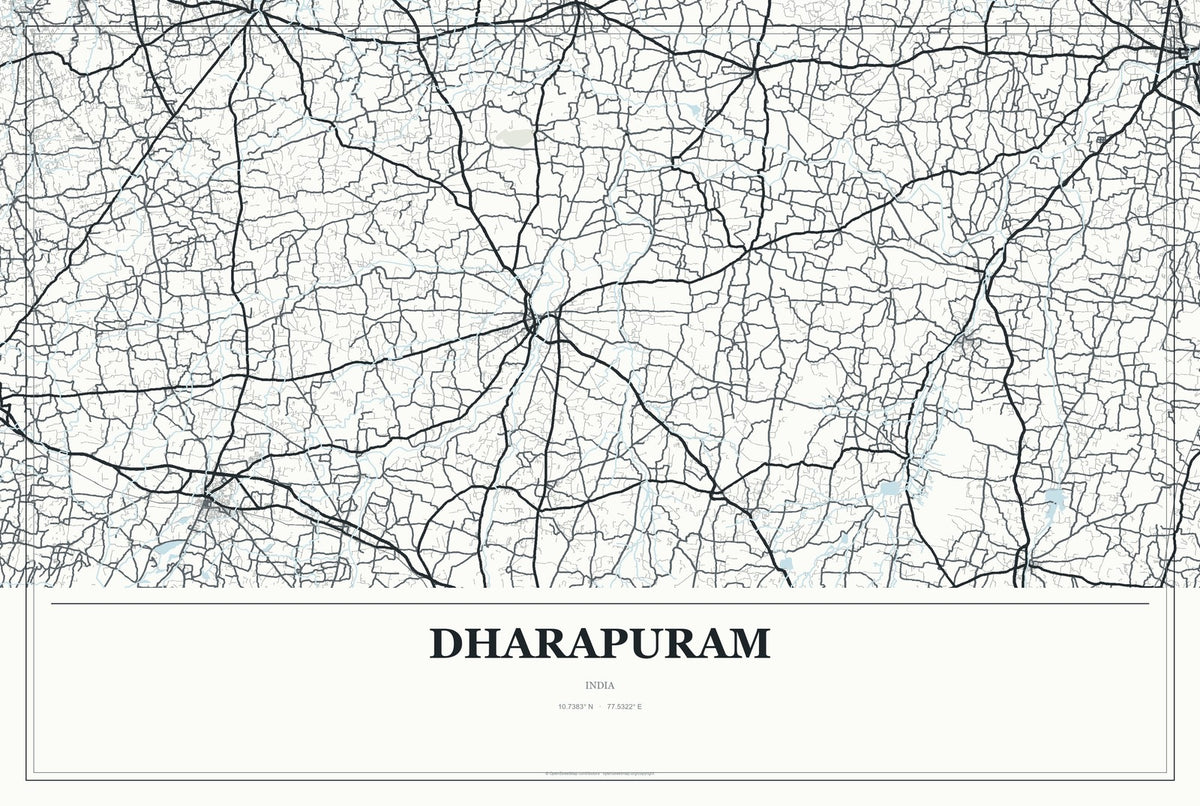 Dharapuram, India City Map Aluminum Sign in Gallery Air style