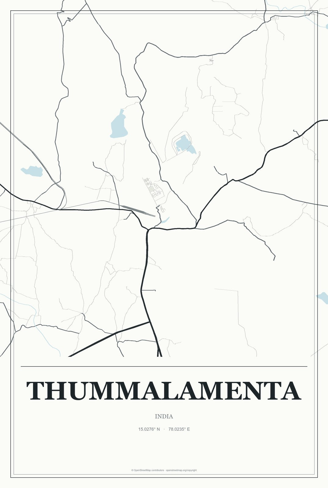 Thummalamenta, India City Map Aluminum Sign in Gallery Air style