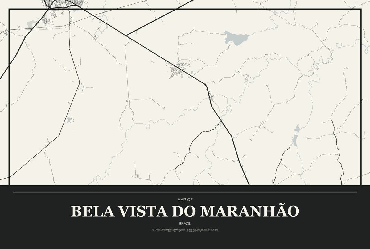 Bela Vista do Maranhão, Brazil City Map Aluminum Sign in Museum Plaque style