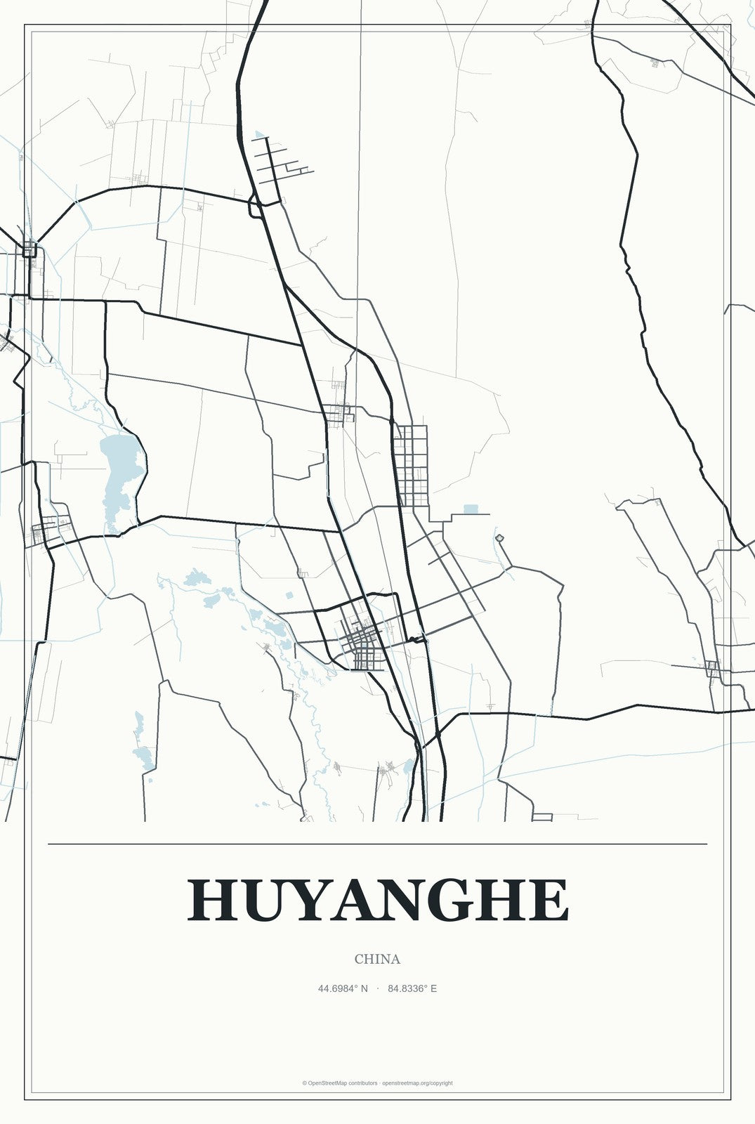 Huyanghe, China City Map Aluminum Sign in Gallery Air style