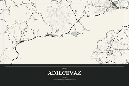 Adilcevaz, Turkey City Map Aluminum Sign in Museum Plaque style