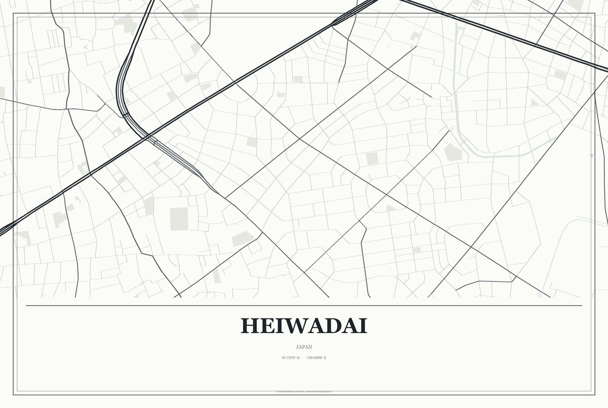 Heiwadai, Japan City Map Aluminum Sign in Gallery Air style