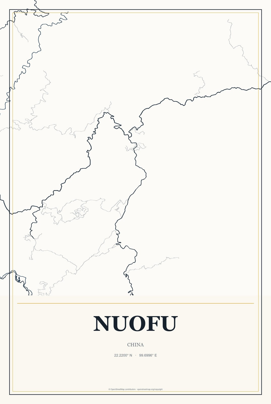 Nuofu, China City Map Aluminum Sign in Citrine Modern style
