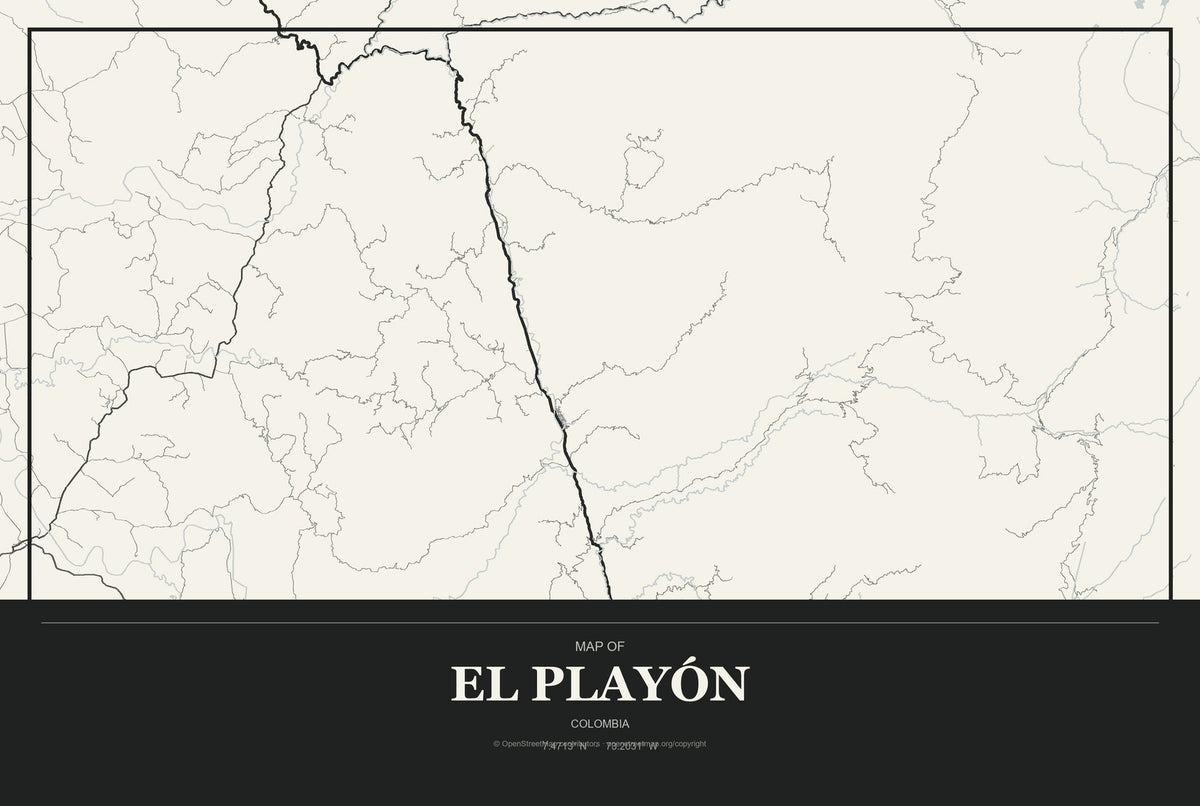 El Playón, Colombia City Map Aluminum Sign in Museum Plaque style